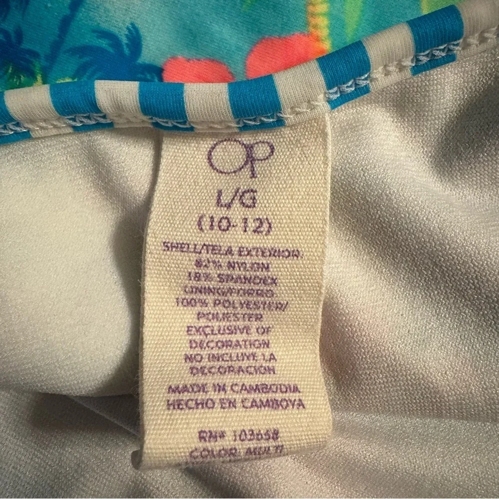 OP Blue and Pink One Piece Swimsuit Girls Size L